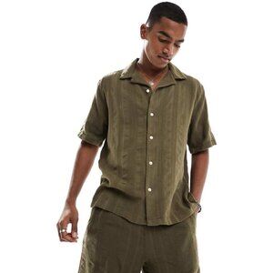 Abercrombie & Fitch Men's Dobby Stripe Short Sleeve Shirt Size Large - 47769